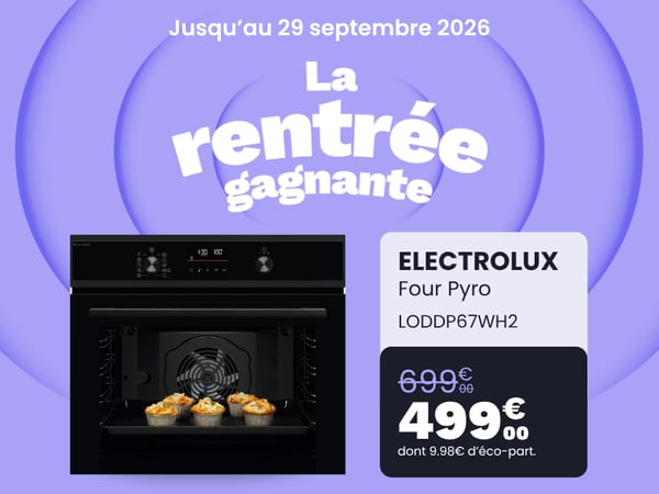Four encastrable ELECTROLUX LODDP67WH2 Pyrolyse Chaleur tournante et Vapeur SteamBake 72L
chez boulanger lyon cordeliers