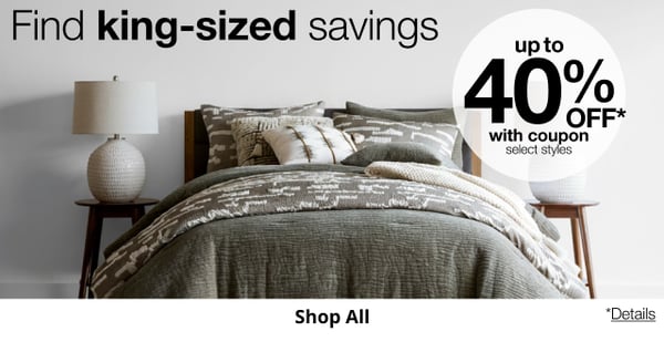 Save up to 40% off on bedding!