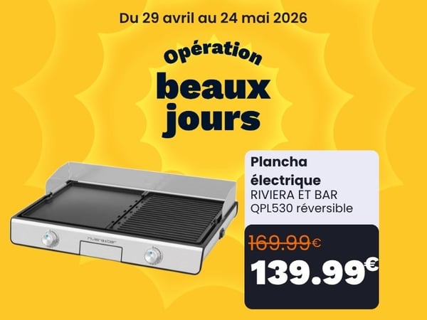 Plancha électrique RIVIERA ET BAR QPL530 réversible