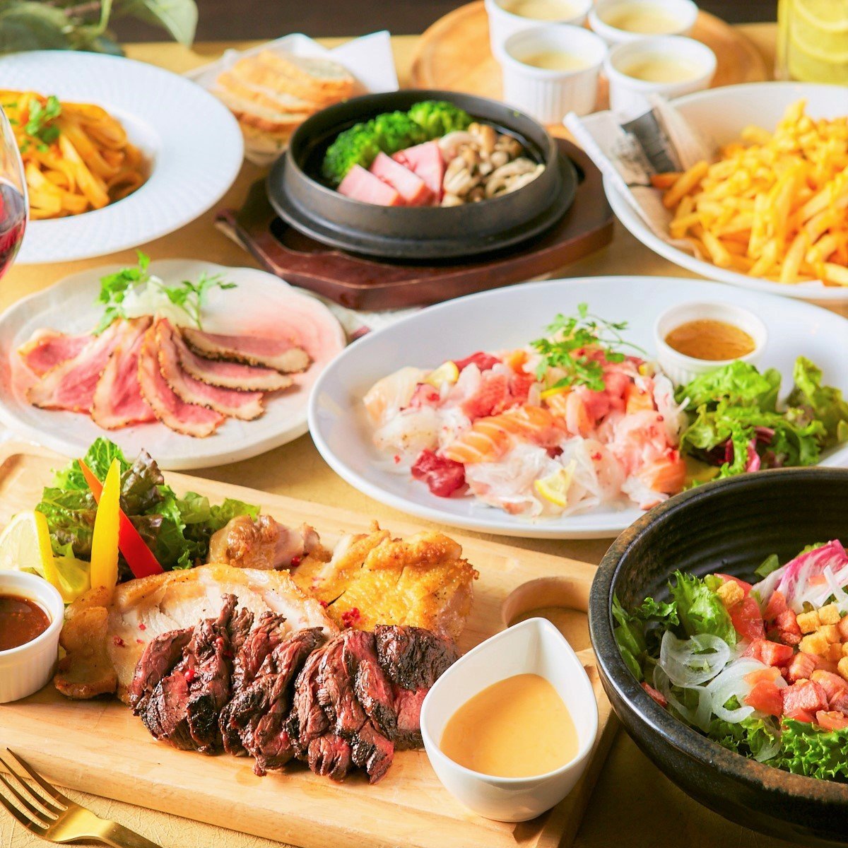 ■女子会■贅沢肉料理×チーズ♪バランス抜群のヘルシー美食女子会♪【3時間飲み放題付】9品 3480円