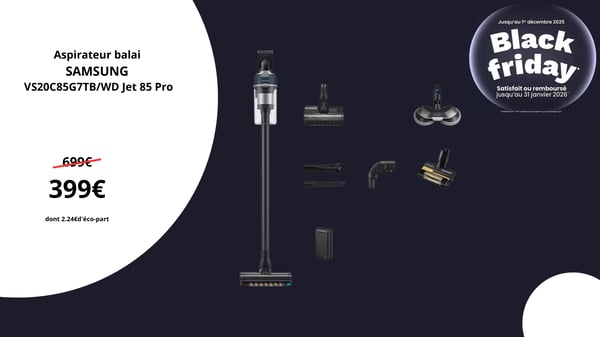 Aspirateur balai SAMSUNG VS20C85G7TB/WD Jet 85 Pro Boulanger Eragny sur Oise