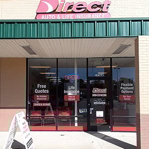 Front of Direct Auto store at 1736 East Little Creek Road, Norfolk