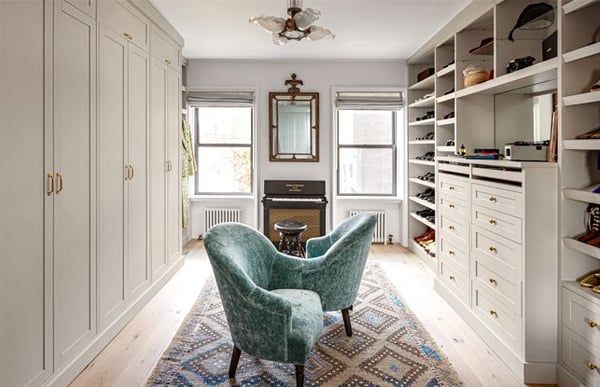 Room for connection for award-winning artists Jon Batiste and Suleika Jaouad A custom dressing room with a walk-in closet and shoe storage by California Closets