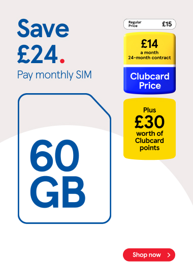 Get a £30 worth of Clubcard points with frozen Clubcard prices at Tesco Mobile, Shop now!