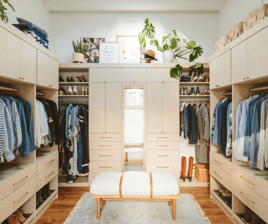Emily Henderson's Scandinavian Farmhouse Closet Influencer Emily Henderson's Functional and Beautiful Scandinavian Farmhouse California Closet Reveal