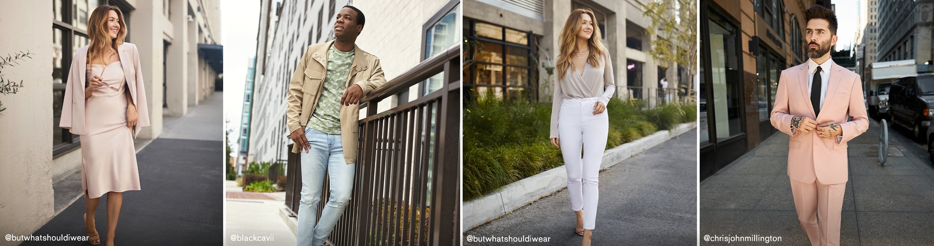 Women and men wearing clothes from Express.