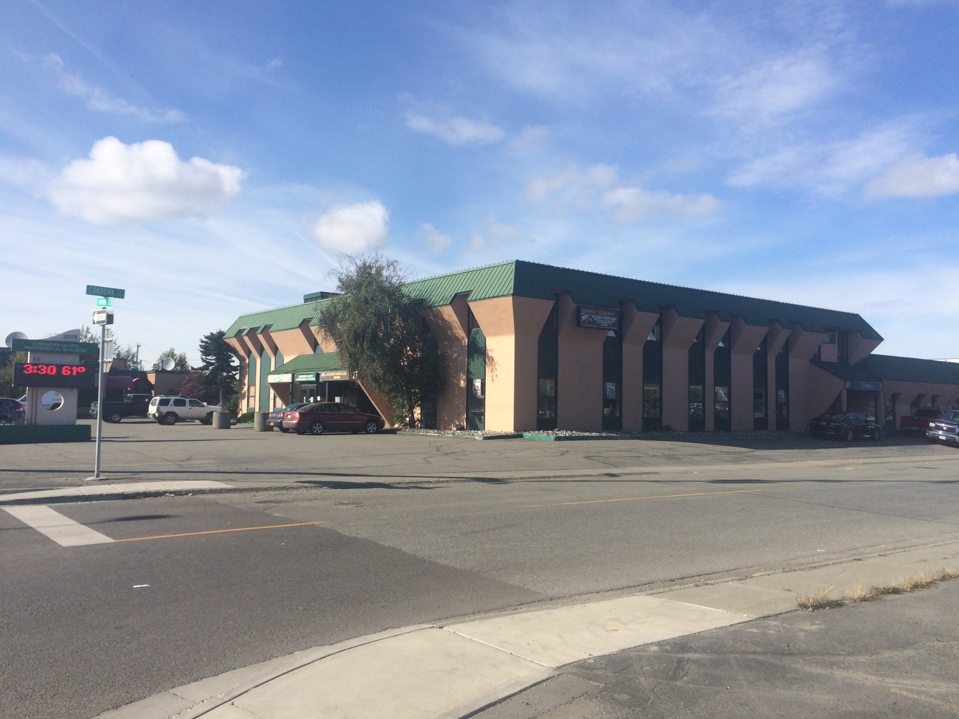 We are located in the Northern Lights Professional Building on the corner of Northern Lights and Cordova Street.