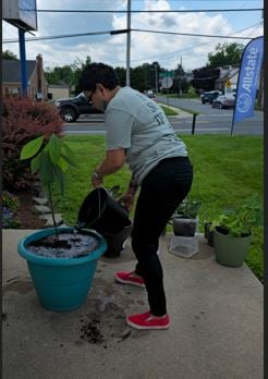 At our agency, we’re grateful for the opportunity to support customers’ insurance needs while also showing care for the environment. Here, we’re tending to our flowers and nurturing an avocado tree.