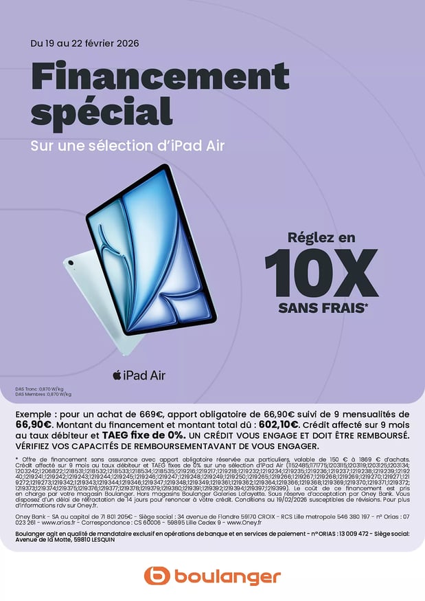 🎨 Offre Spéciale : Votre iPad Air en 10X Sans Frais ! ✨