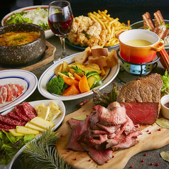 ◆肉バルGirlコース◆とろ~りチーズのローストビーフフォンデュ付【3時間飲み放題 7品2980円】
