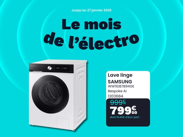 Lave linge hublot SAMSUNG WW11DB7B94GE Bespoke AI