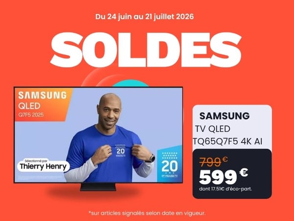 découvrez le TV QLED SAMSUNG TQ65Q7F5 4K AI SmartTV 2025 dans votre magasin Boulanger Merlimont