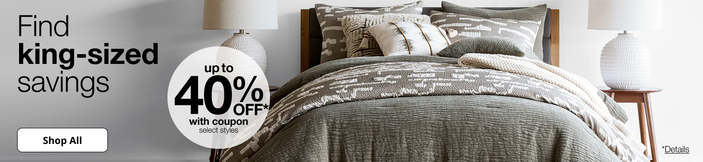 Save up to 40% off on bedding!