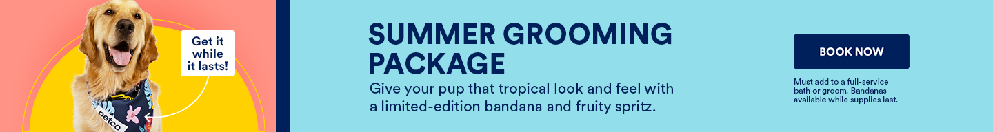 Summer Grooming Package | Must add to a full-service book or groom. Bandanas available while supplies last.