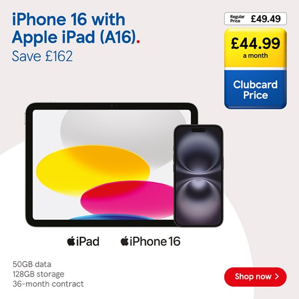 Save on iPhone bundles with Clubcard Prices at Tesco Mobile, Shop now