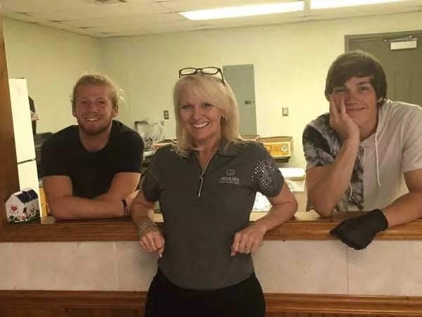 Parker, Shannon and Dalton getting ready for the customer appreciation event