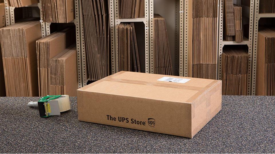 The UPS Store box packed and ready to ship