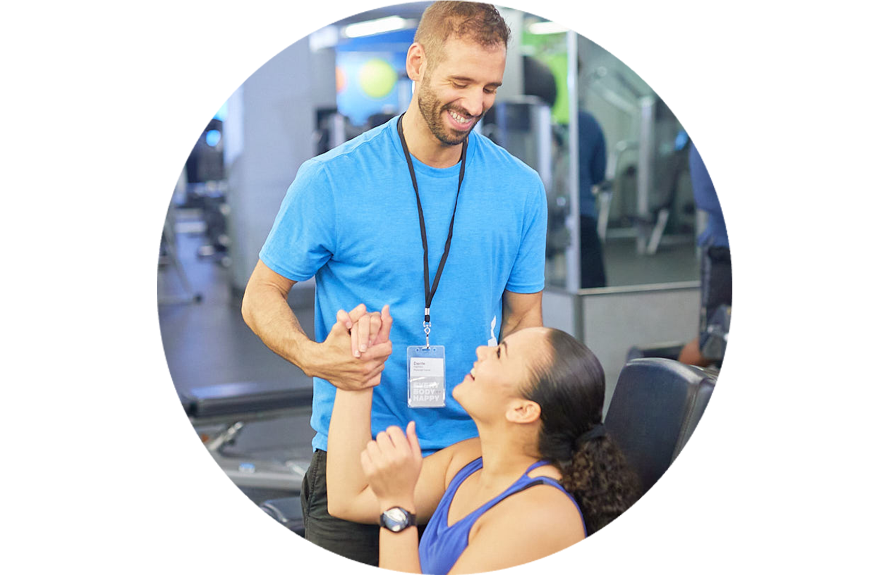 Blink member with a Blink personal trainer in-gym.