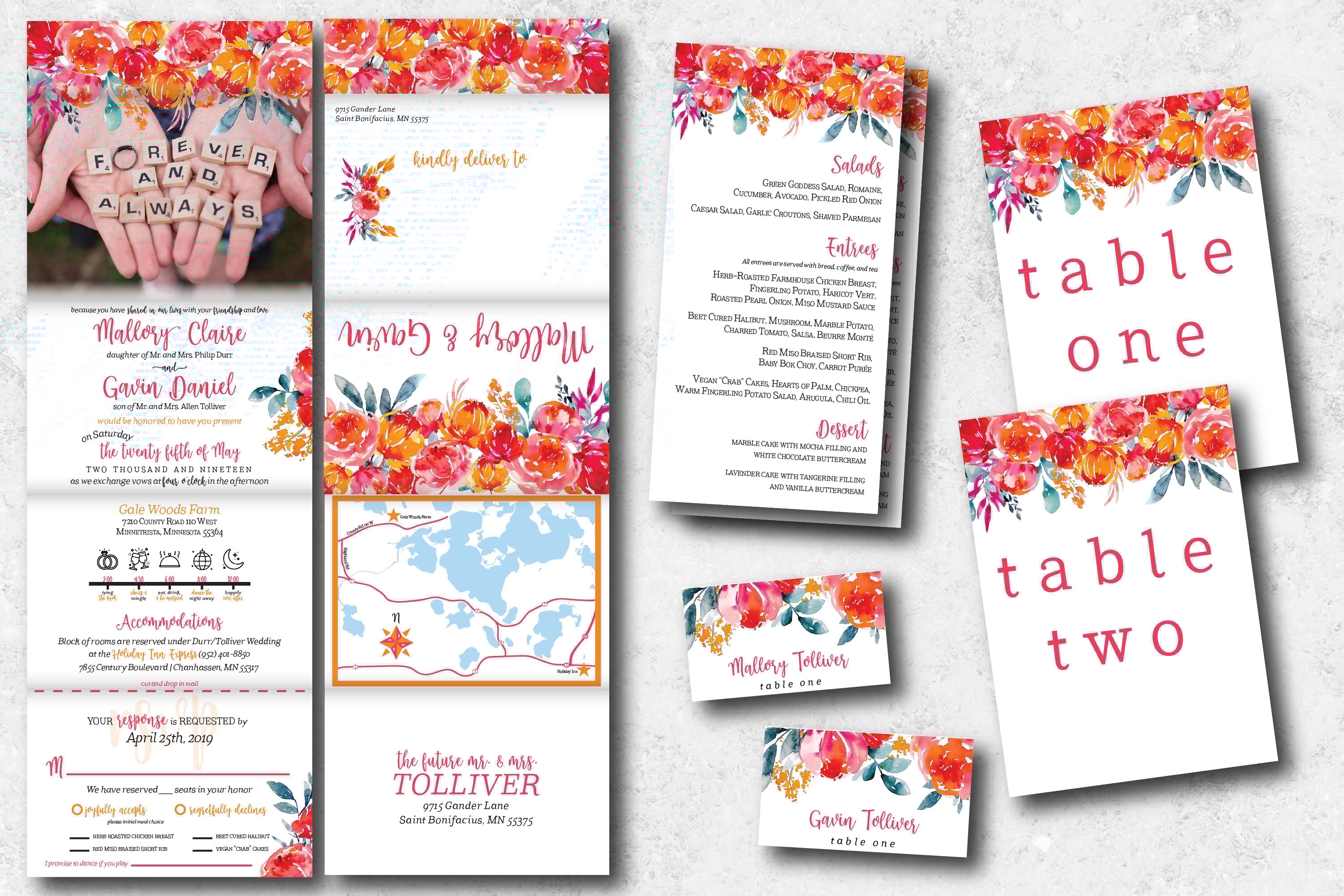 assorted printed wedding materials
