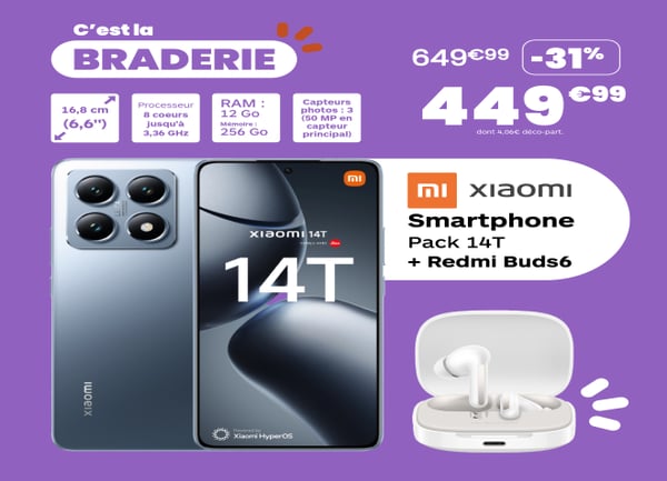 📢 Braderie chez Boulanger Nantes Paridis : Xiaomi 14T + Redmi Buds6 à Prix Immanquable ! 💥