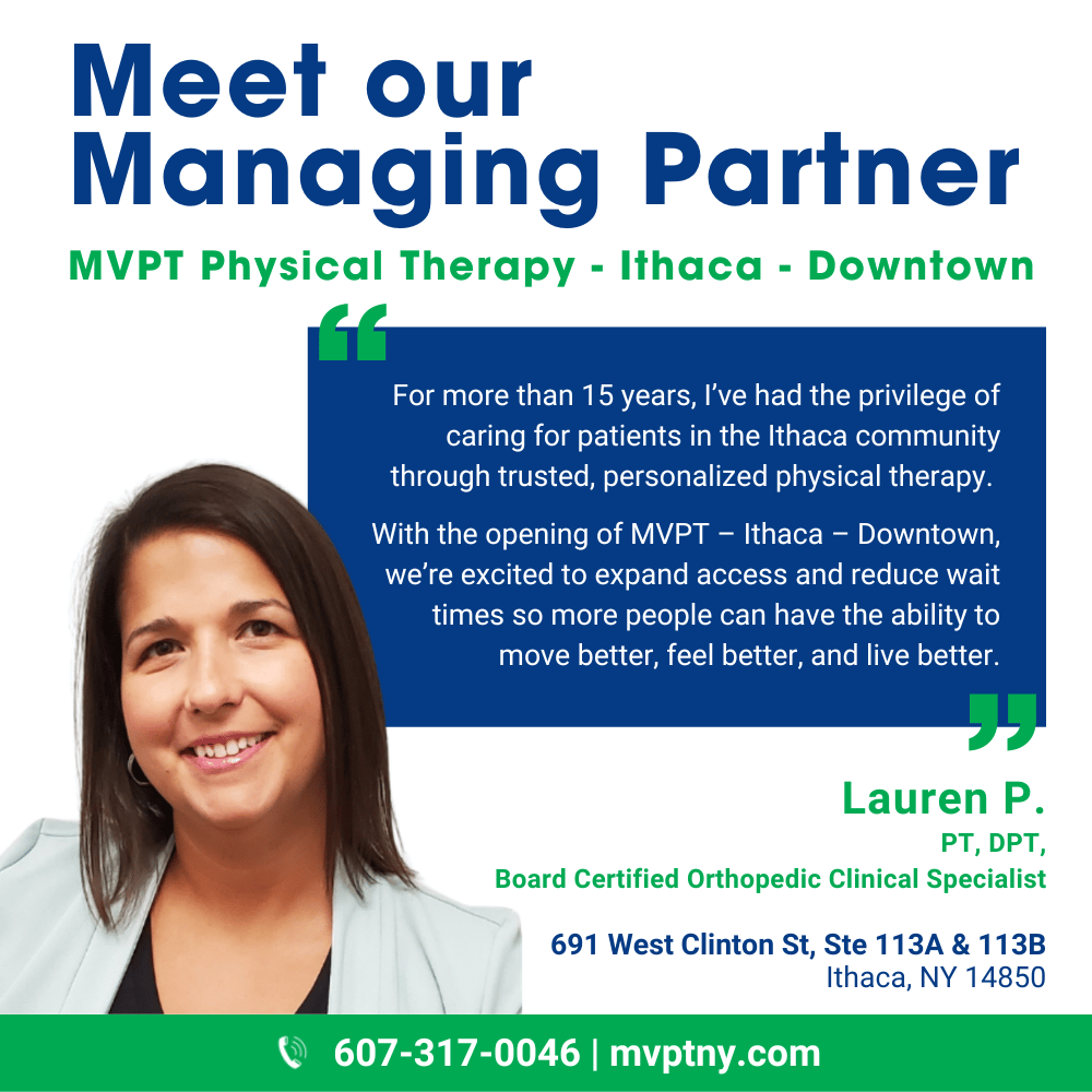 Meet Our Managing Partner of MVPT - Ithaca- Downtown, Lauren P. Graphic. Now Open 2026 NY