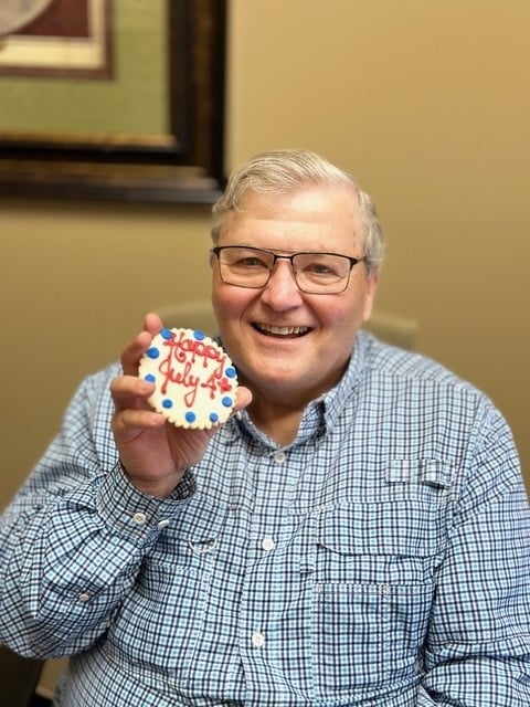 Mike and a 4th Of July cookie