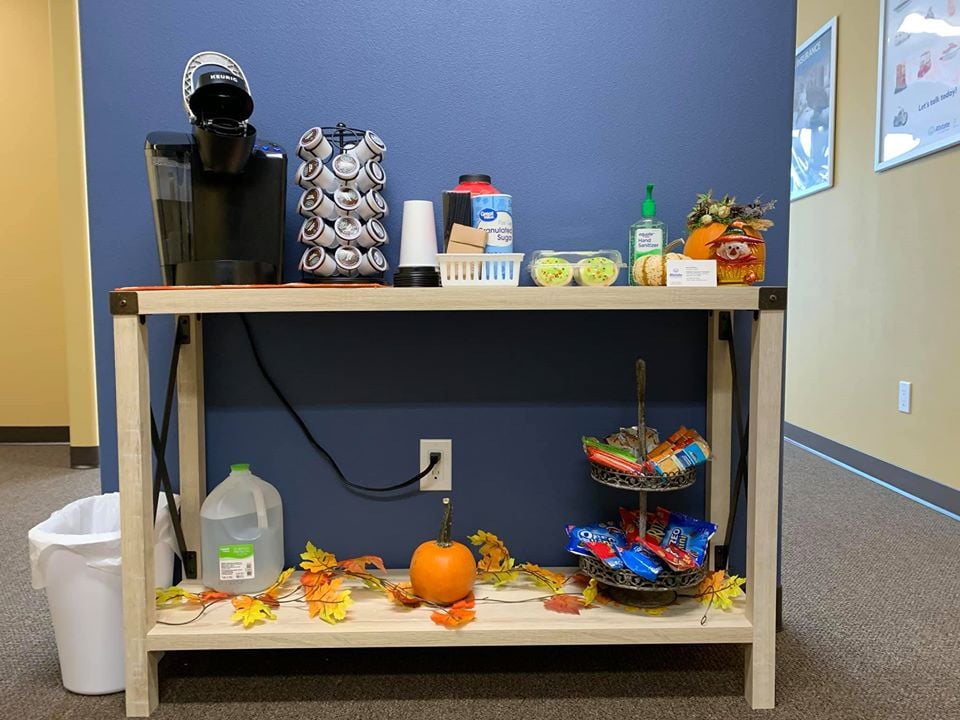 Always stocked Coffee and Snack area!