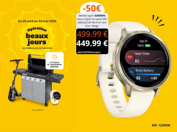 Montre sport GARMIN Venu 4 Sport et santé GPS AMOLED BT Wi-Fi 41 mm Gris / Beige
