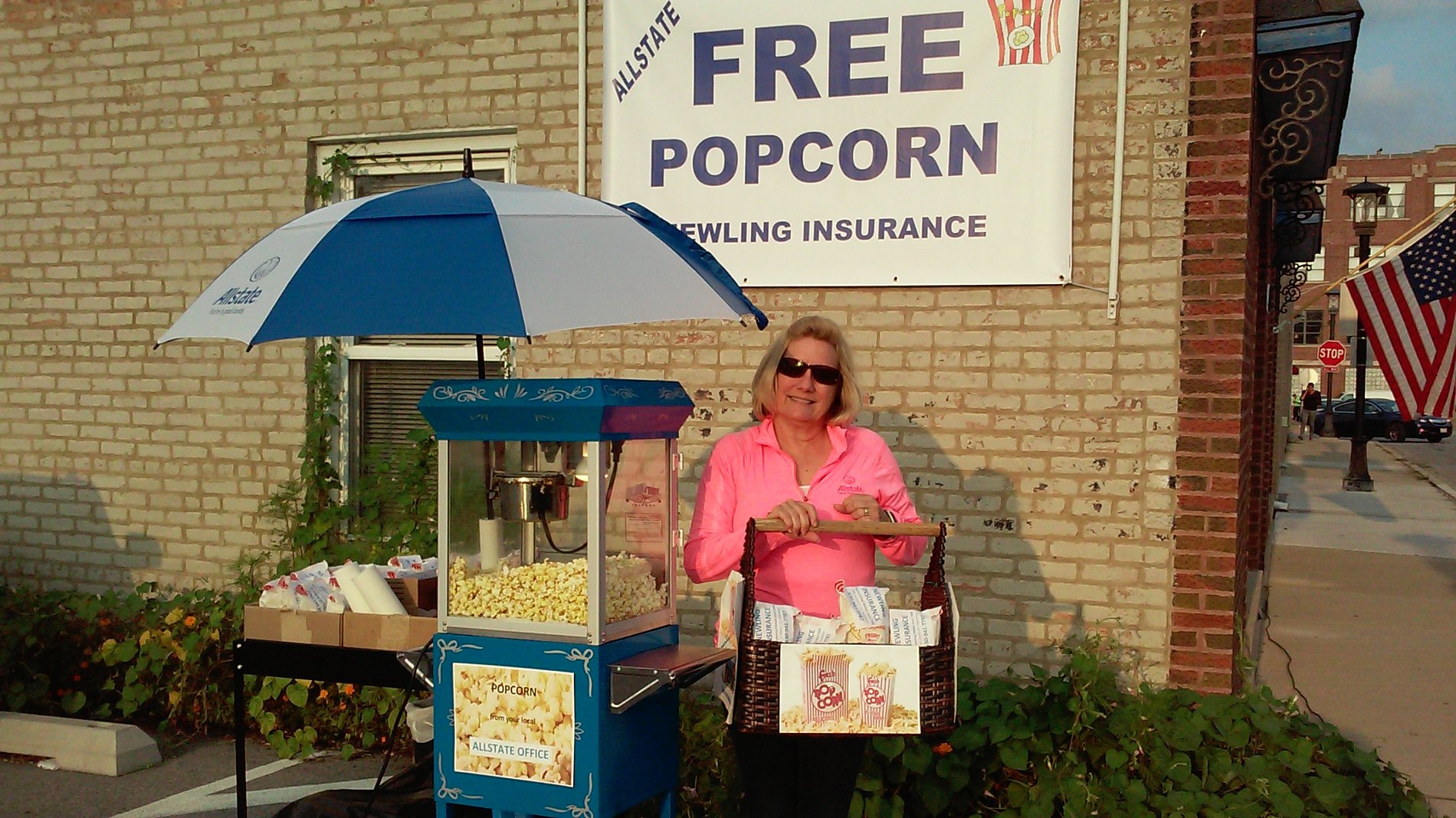 Lisa Newling with free popcorn at Cortesi Park concert and movie nights