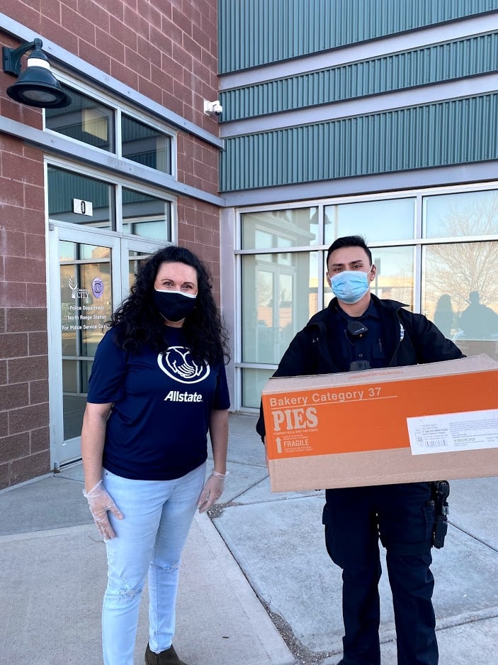 Happy Thanksgiving- donating pumpkin pies to the local Police Station