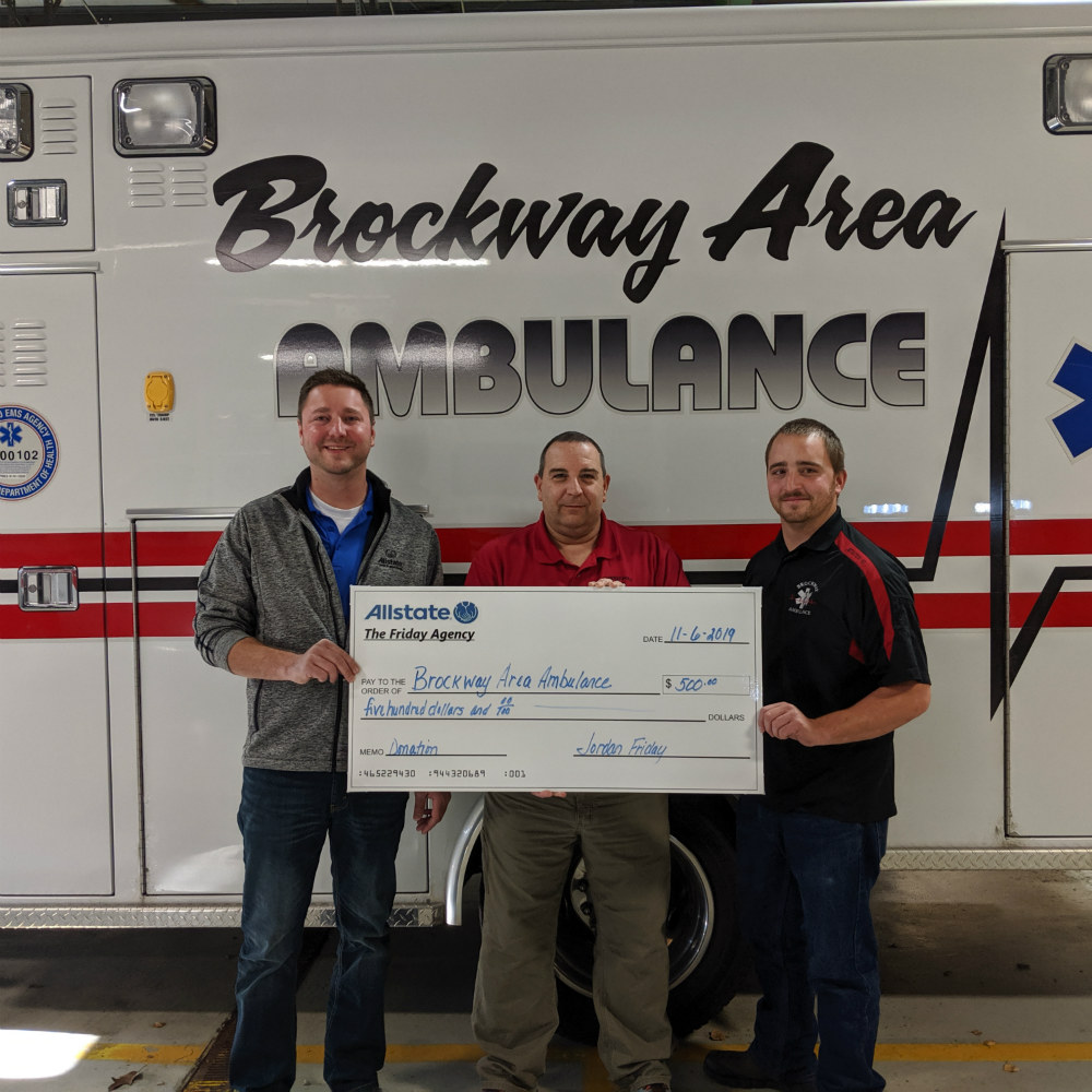 Jordan Friday with Paul Verne and Benjamin Castiglione from the Brockway Area Ambulance Service.