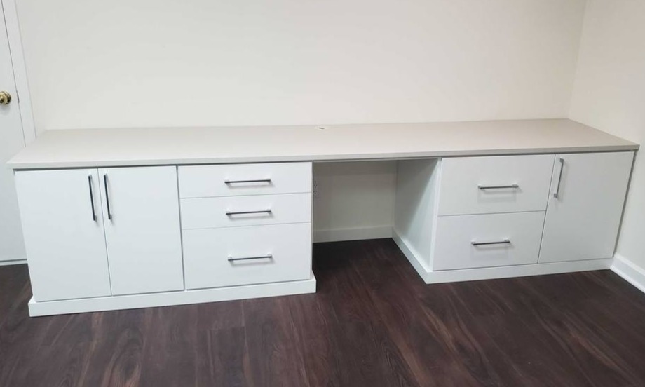 Gutter Wall Rack Greensboro - Custom closets - White desk with drawers and cabinets