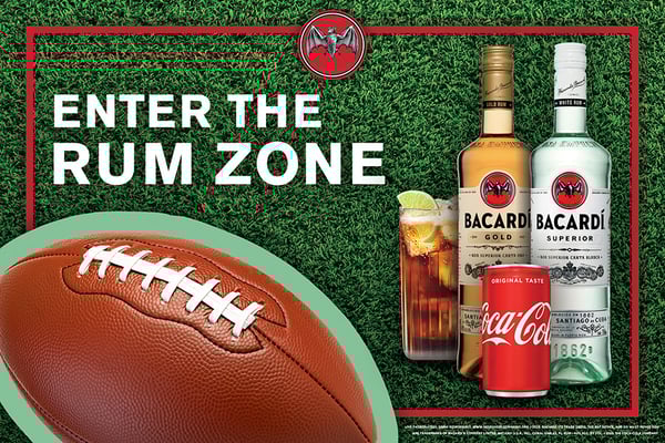 enter the rum zone bacardi gold and superior rum with a can of coca cola