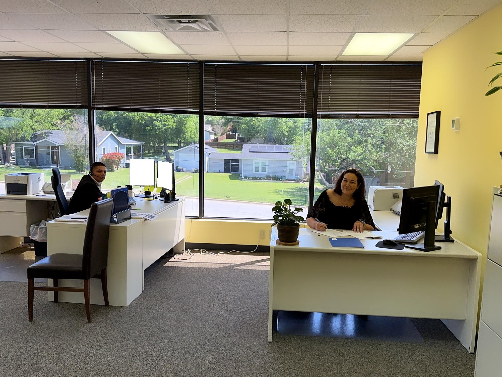 Shanna working away at her desk.