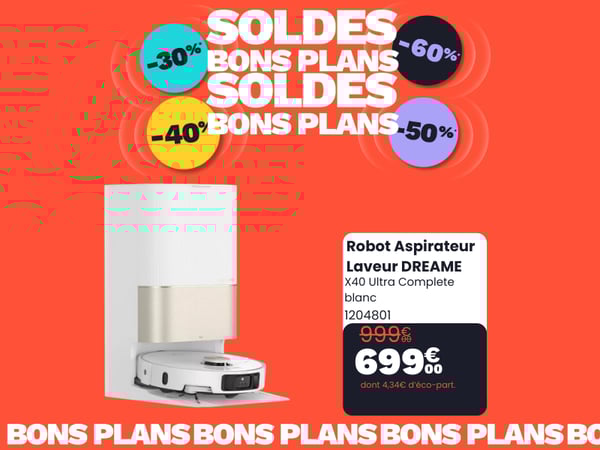 Robot Aspirateur Laveur DREAME X40 Ultra Complete blanc