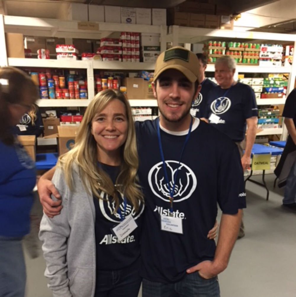 Packing food for seniors with my son, Eric, at Integrated Family Community Services (IFCS).