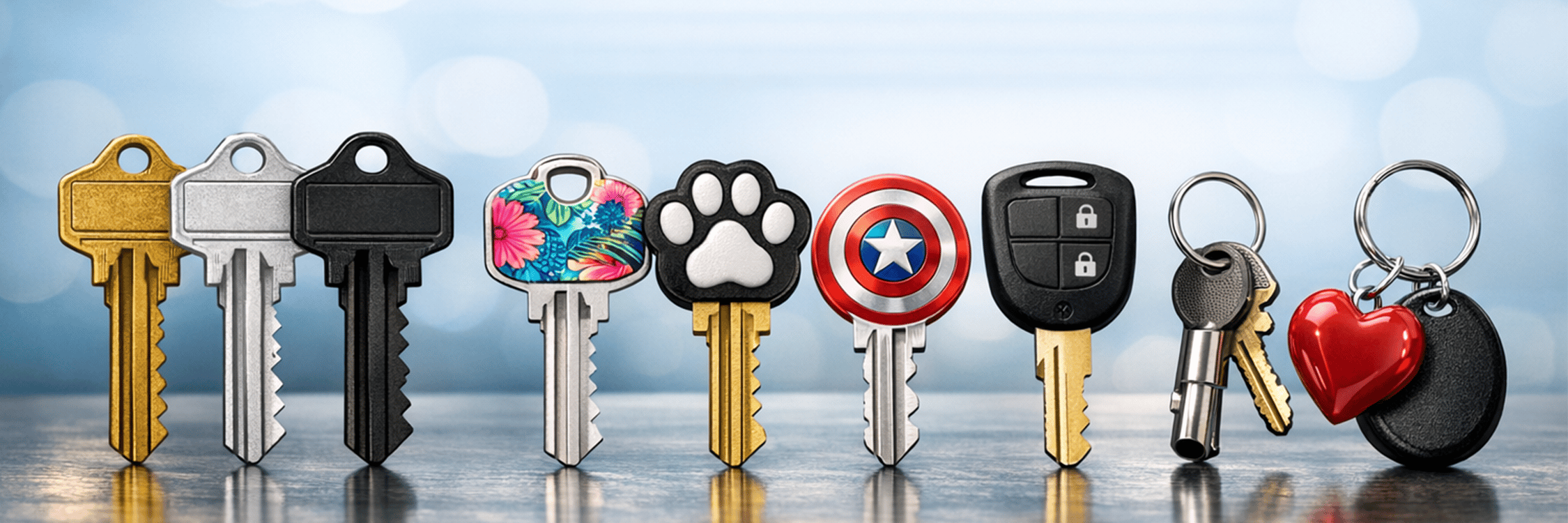 spare keys and car key fobs