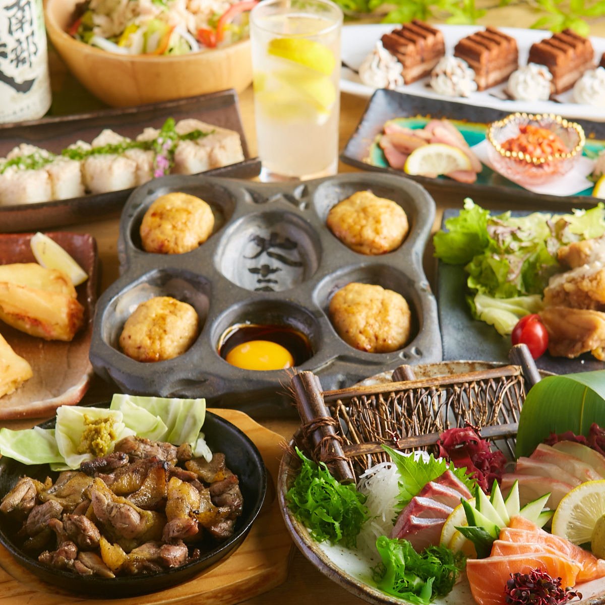 『鶏々コース』2時間飲み放題!!当店自慢の鶏料理満載!!鶏のおいしさを堪能♪【8品3480円】