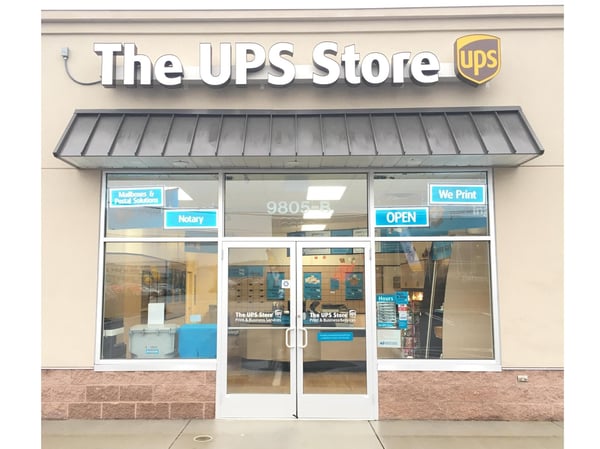Facade of The UPS Store 9805-B York Rd, Cockeysville, MD 21030. ( Opposite Audi Car Dealership on York Road Cockeysville MD 21030)