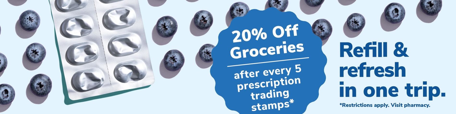Refill and Refresh in one trip. Up to $75 off groceries with a new prescription