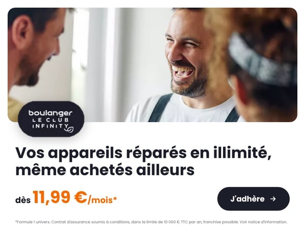 Le Club Infinity : vos appareils protégés et réparés dès 11,99 €/mois*