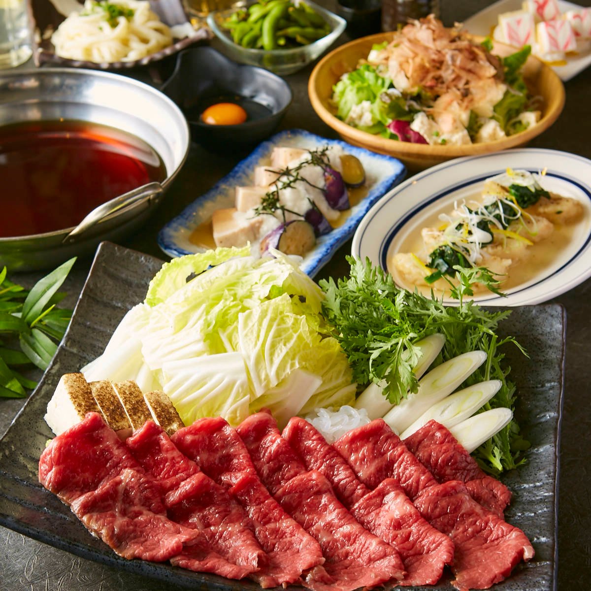 ■凜花-Rinka-■選べる牛鍋付き贅沢コース料理で宴会を華やかに【3時間飲み放題付き9品4980円】