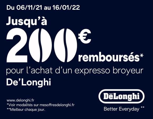 Jusqu'à 200 € remboursés sur les broyeurs DeLonghi !