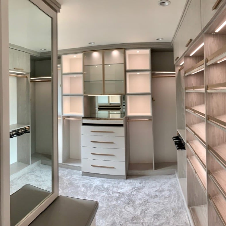 Sleek sophisticated Walk-In Closet Custom made and locally built walk in closet