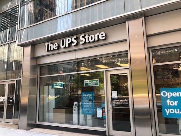 Storefront of The UPS Store on N. Wacker Dr. in Chicago, IL