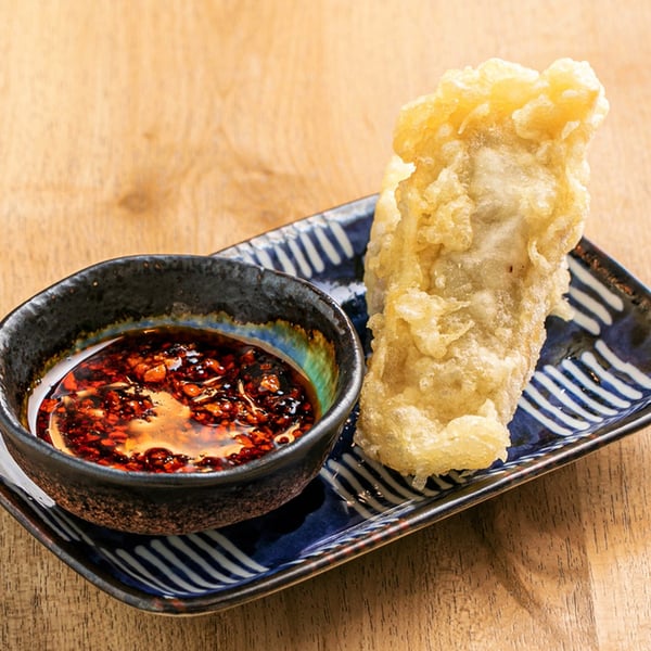 餃子の天ぷら 食べるラー油