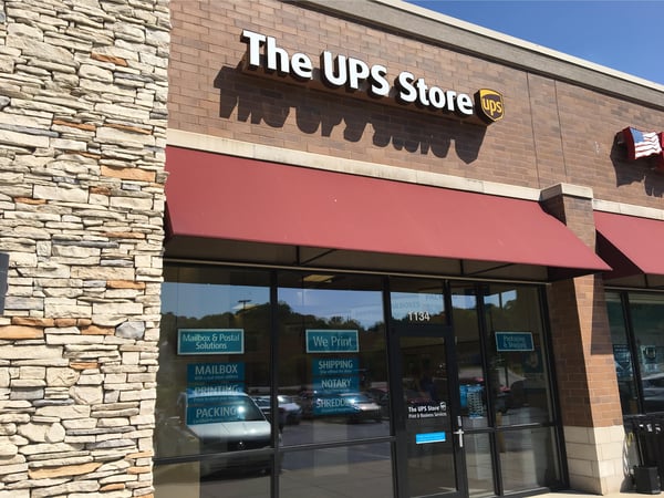 front of the ups store at 1134 Collinsville Crossing Blvd