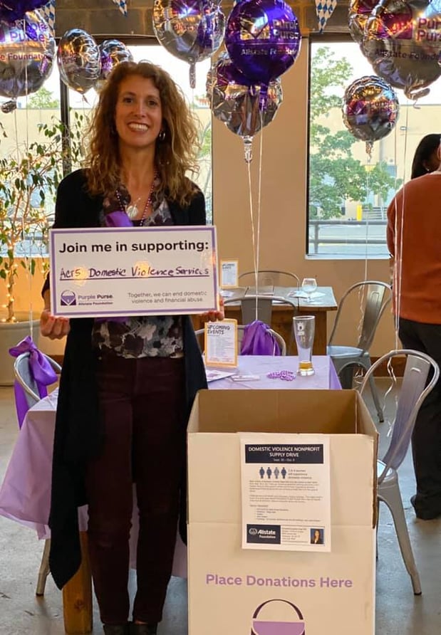 Allstate agents from around the state gathered together with supplies from domestic violence drives to support Action in Community Through Service (ACTS).