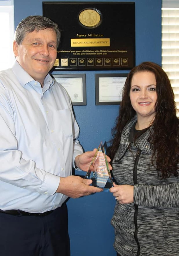 Darby receiving her 10 years of outstanding service and dedication award.