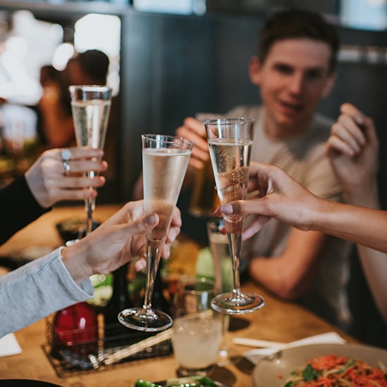 celebrating with prosecco